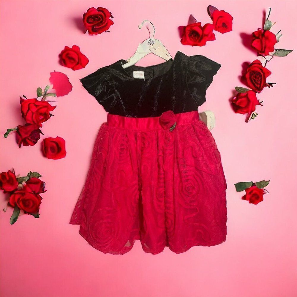 NEW Wonderkids Baby Girls Black Pink Dress 18 Mths